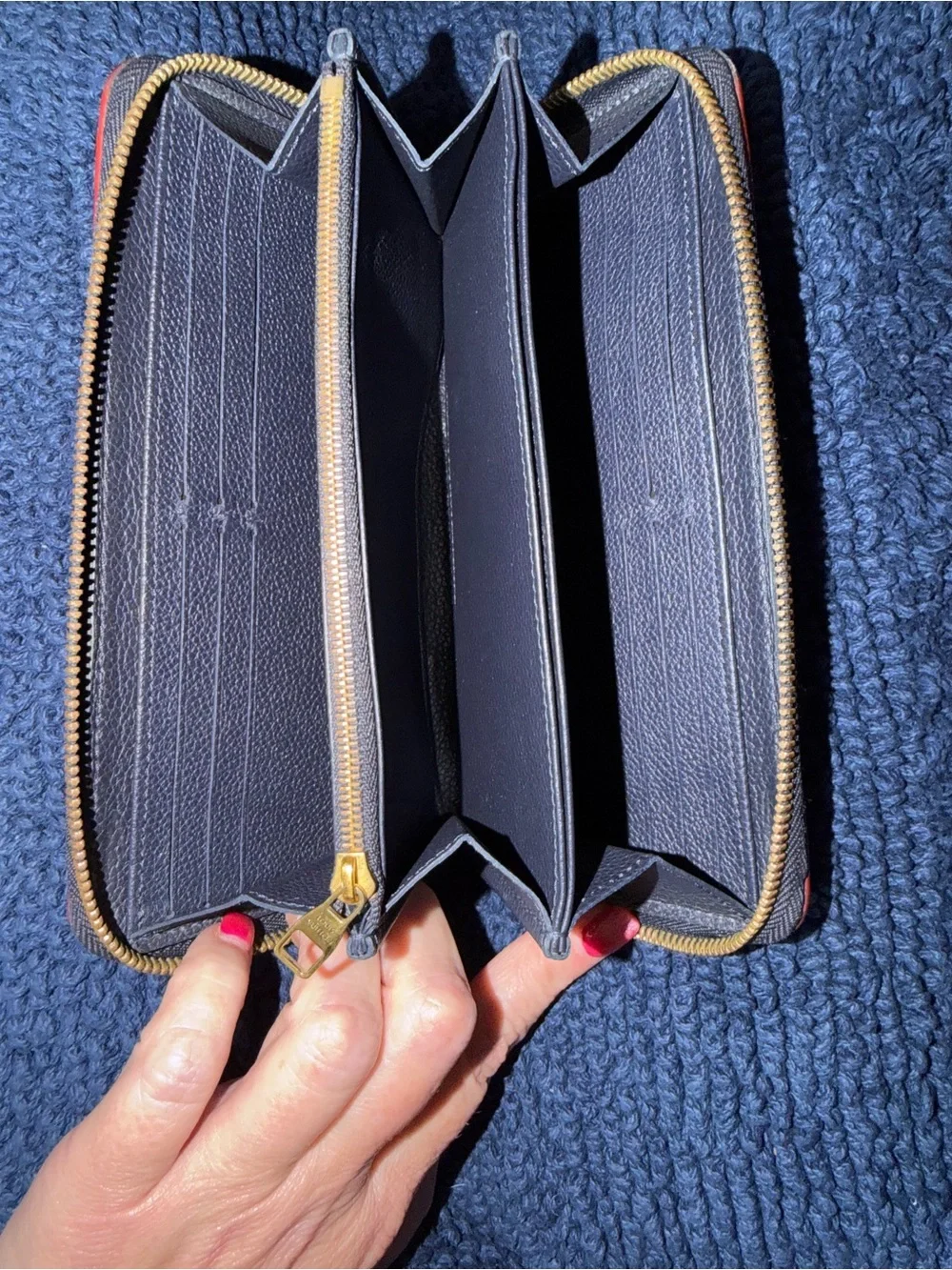 Louis Vuitton Navy Blue Empreinte (Embossed) Monogram Long Zippy Wallet
